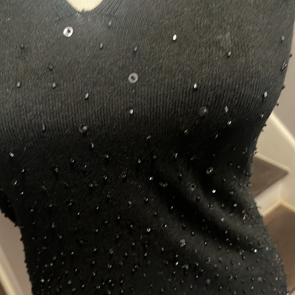 MODA International Black Sequin & Beads Embellished Sleeveless & Backless Top. - Picture 12 of 15